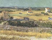 Harvest at La Crau,with Montmajour in the Background (Blue Cart) (mk09), Vincent Van Gogh